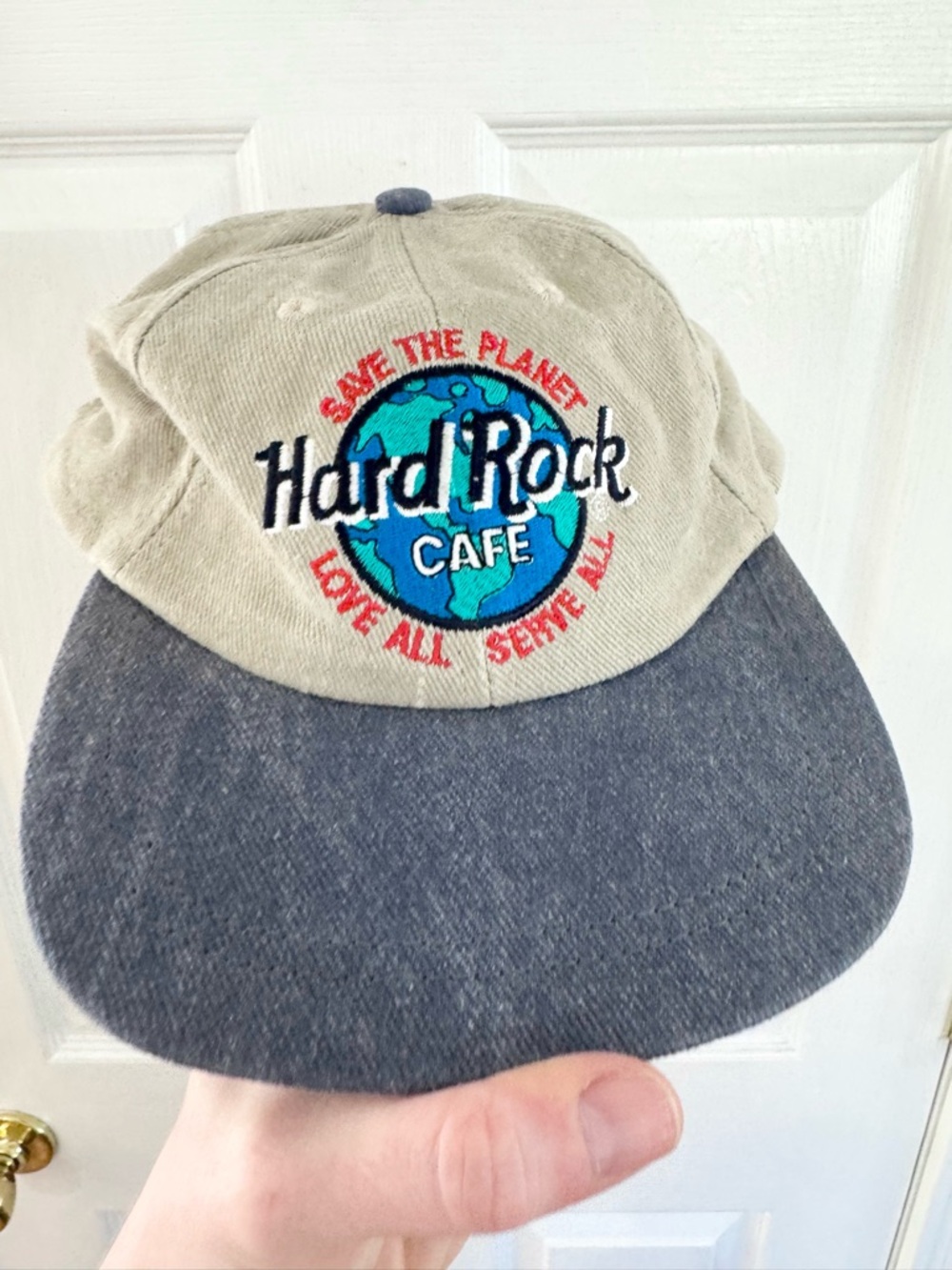 Vintage ATLANTIC CITY Hard Rock Cafe 'Save The Planet' Two-Tone Baseball Cap